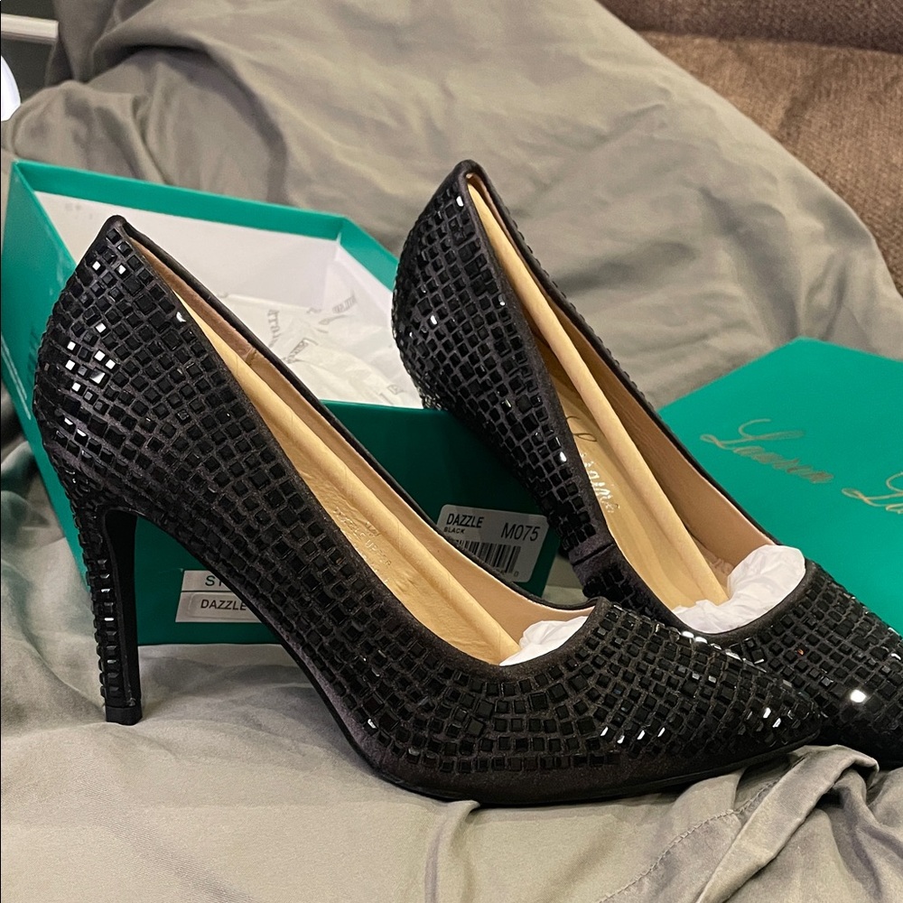 Lauren Lorraine Black Sequin Heels